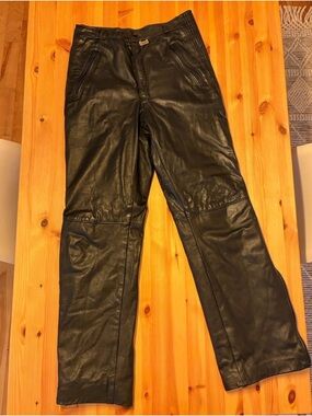Women Black Leather Pants - Classic Straight Fit